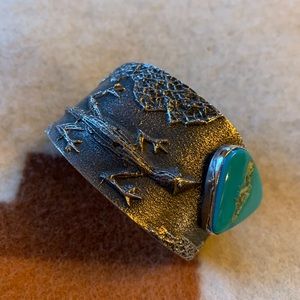 Sterling Turquoise Tufa Cast Bracelet Yazzie